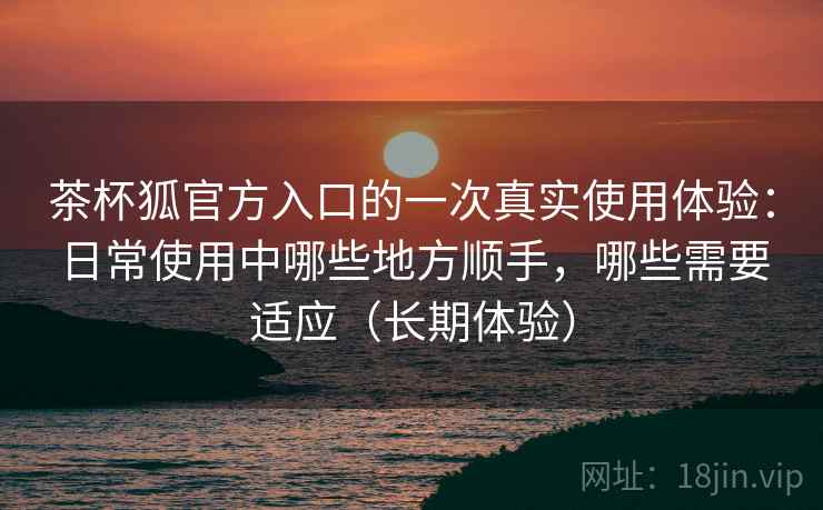 茶杯狐官方入口的一次真实使用体验：日常使用中哪些地方顺手，哪些需要适应（长期体验）